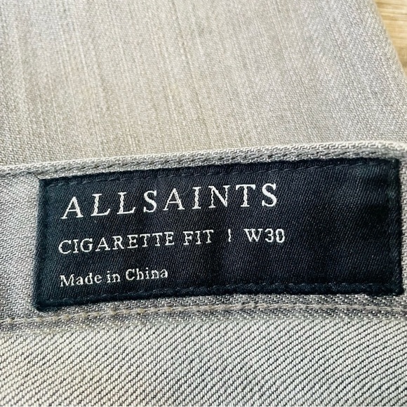 All Saints Gray Cigarette Fit Jeans Size 30 - Picture 4 of 10